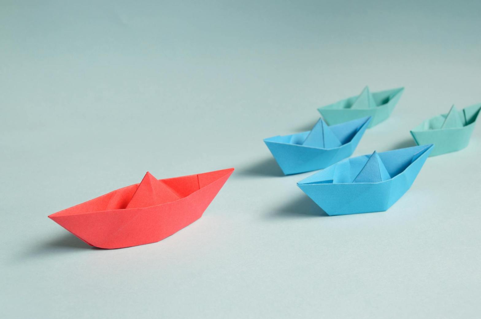 paper boats on solid surface